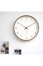 Silent Solid Wood Analog Wall Clock | Quiet Non-Ticking Movement, Battery Operated | For Bedroom or Office | Cream or Brown