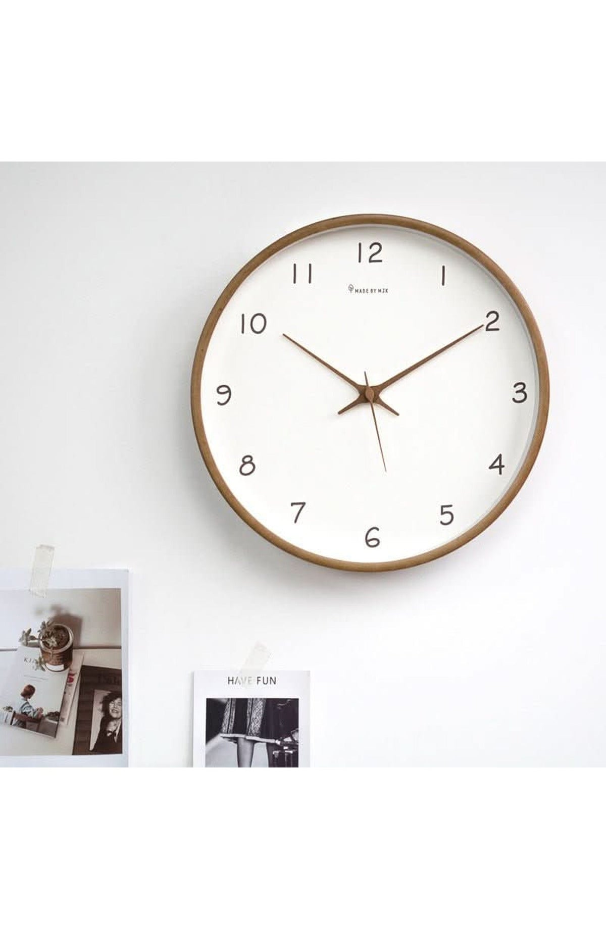 Silent Solid Wood Analog Wall Clock | Quiet Non-Ticking Movement, Battery Operated | For Bedroom or Office | Cream or Brown