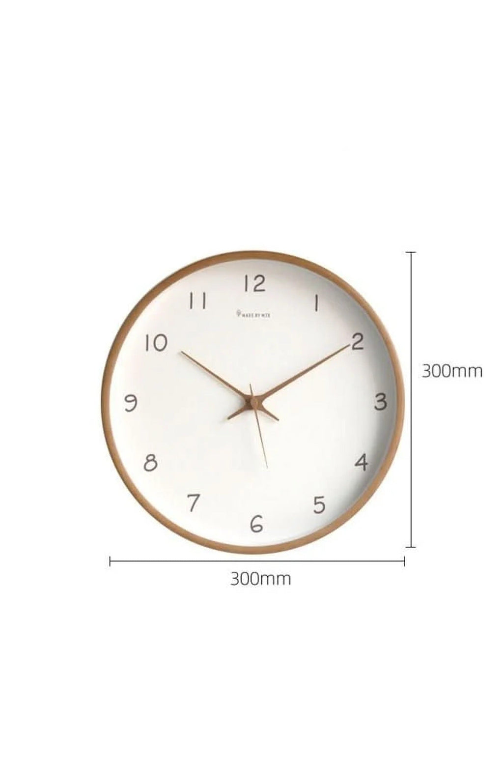 Silent Solid Wood Analog Wall Clock | Quiet Non-Ticking Movement, Battery Operated | For Bedroom or Office | Cream or Brown