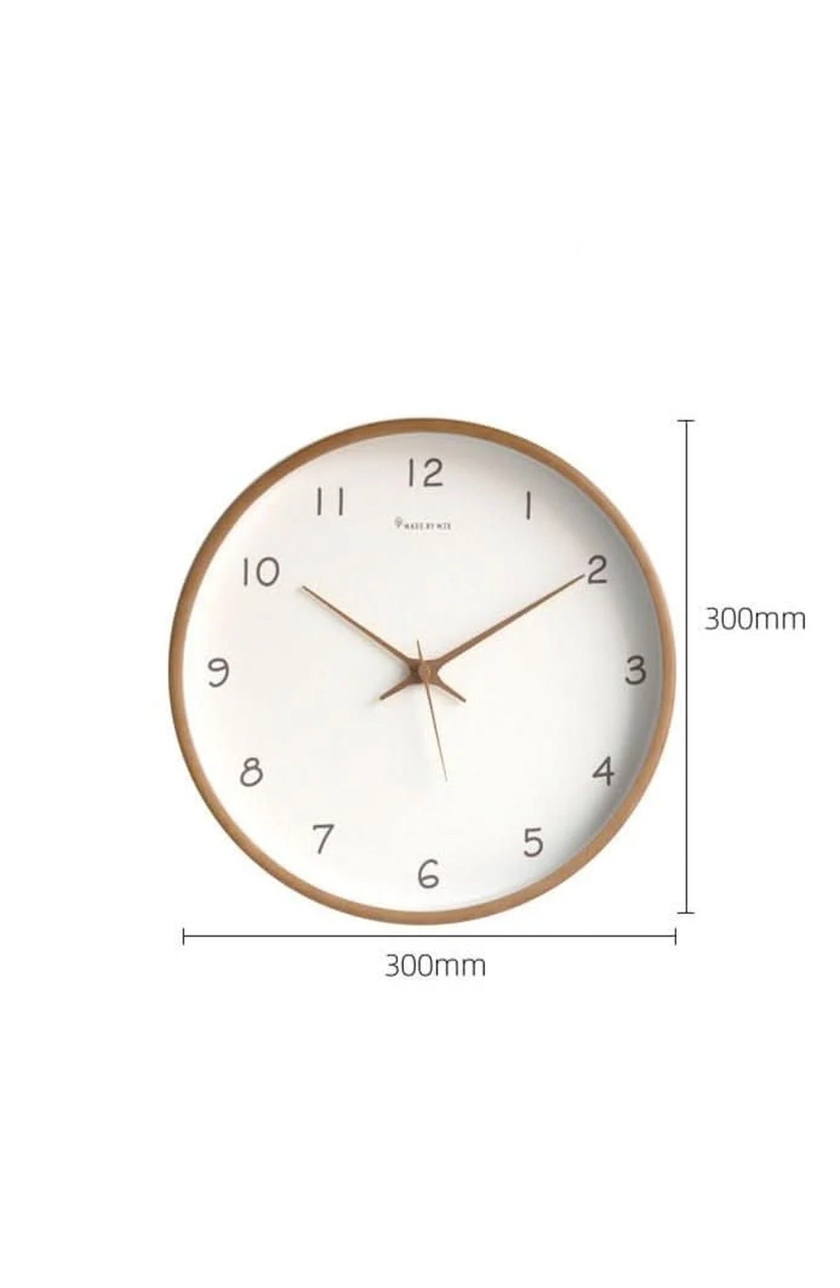 Silent Solid Wood Analog Wall Clock | Quiet Non-Ticking Movement, Battery Operated | For Bedroom or Office | Cream or Brown