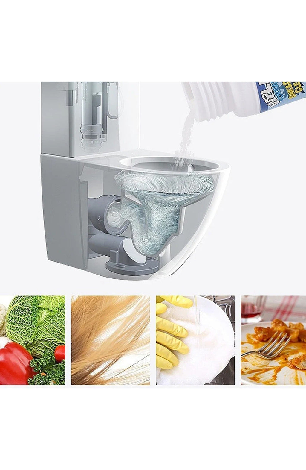 Sink and Drain Cleaner Powder | Foaming Formula Dissolves Grease, Hair, Paper and Soap Build-Up in Kitchen and Bathroom Drains