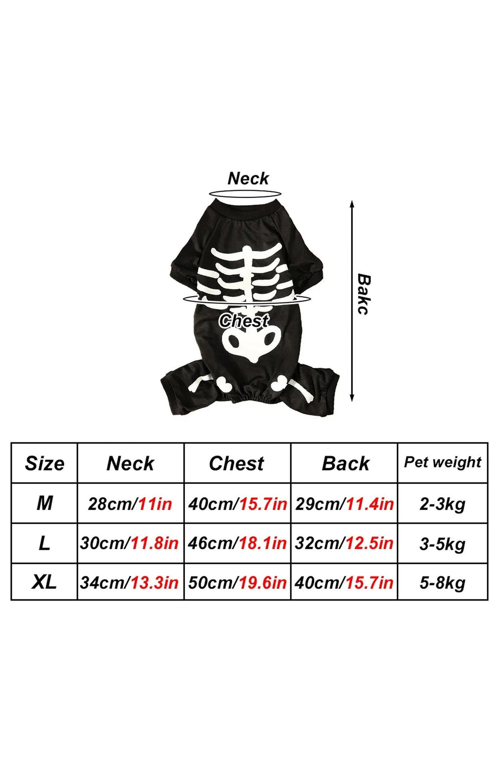 Skeleton Dog Halloween Costume | Glow-in-the-Dark Skeleton Print on Stretch Polyester | Four-Leg Jumpsuit for Dogs, M to XL