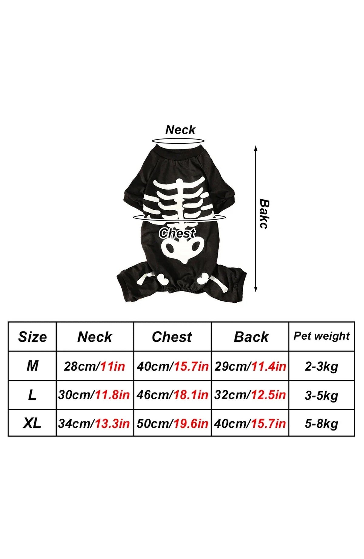 Skeleton Dog Halloween Costume | Glow-in-the-Dark Skeleton Print on Stretch Polyester | Four-Leg Jumpsuit for Dogs, M to XL