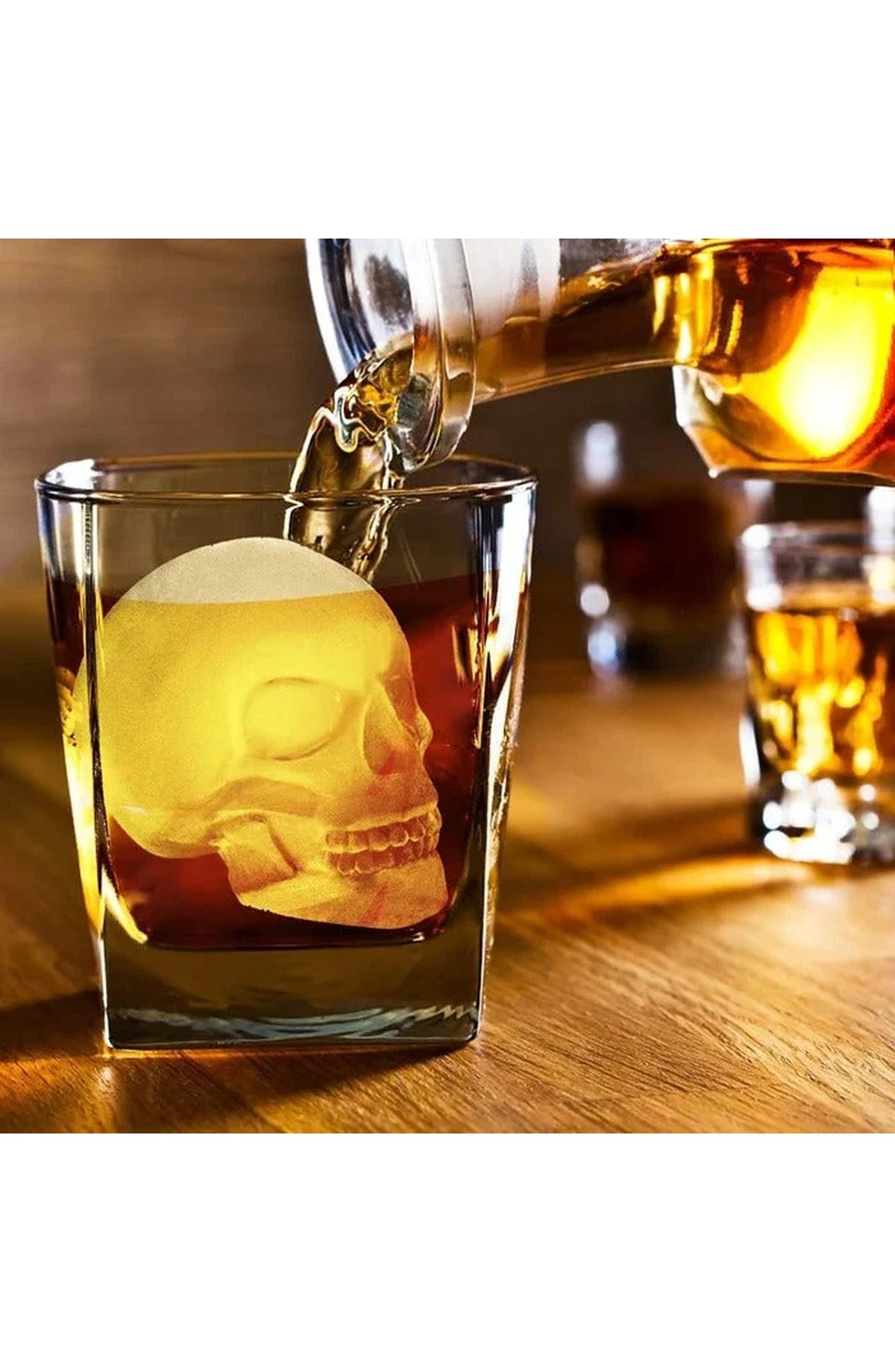 Skull Ice Cube Tray with 10 Molds | 8.7 x 4.3 In Flexible Tray with Clean Release | Dishwasher Safe for Ice, Chocolate or Jelly