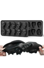 Skull Ice Cube Tray with 10 Molds | 8.7 x 4.3 In Flexible Tray with Clean Release | Dishwasher Safe for Ice, Chocolate or Jelly