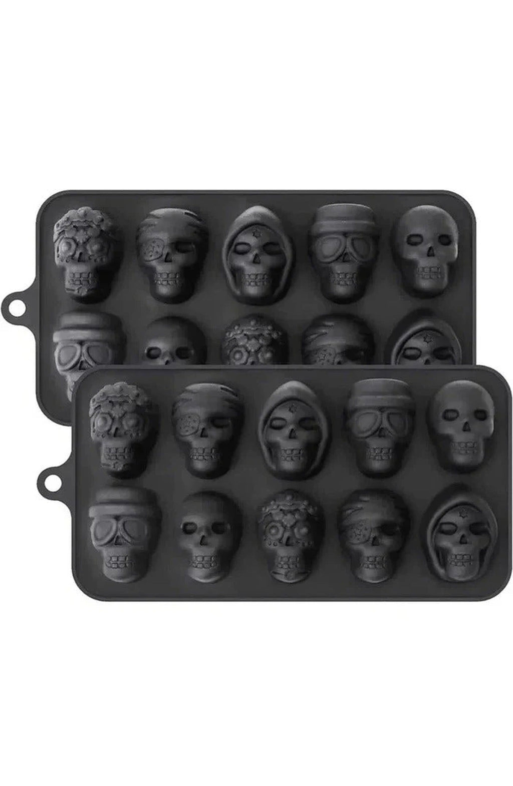 Skull Ice Cube Tray with 10 Molds | 8.7 x 4.3 In Flexible Tray with Clean Release | Dishwasher Safe for Ice, Chocolate or Jelly