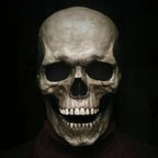 Skull Mask with Movable Jaw, Full Head Halloween Mask – Black or White