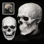 Skull Mask with Movable Jaw, Full Head Halloween Mask – Black or White