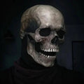 Skull Mask with Movable Jaw, Full Head Halloween Mask – Black or White – Black
