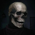 Skull Mask with Movable Jaw, Full Head Halloween Mask – Black or White – Black