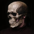 Skull Mask with Movable Jaw, Full Head Halloween Mask – Black or White