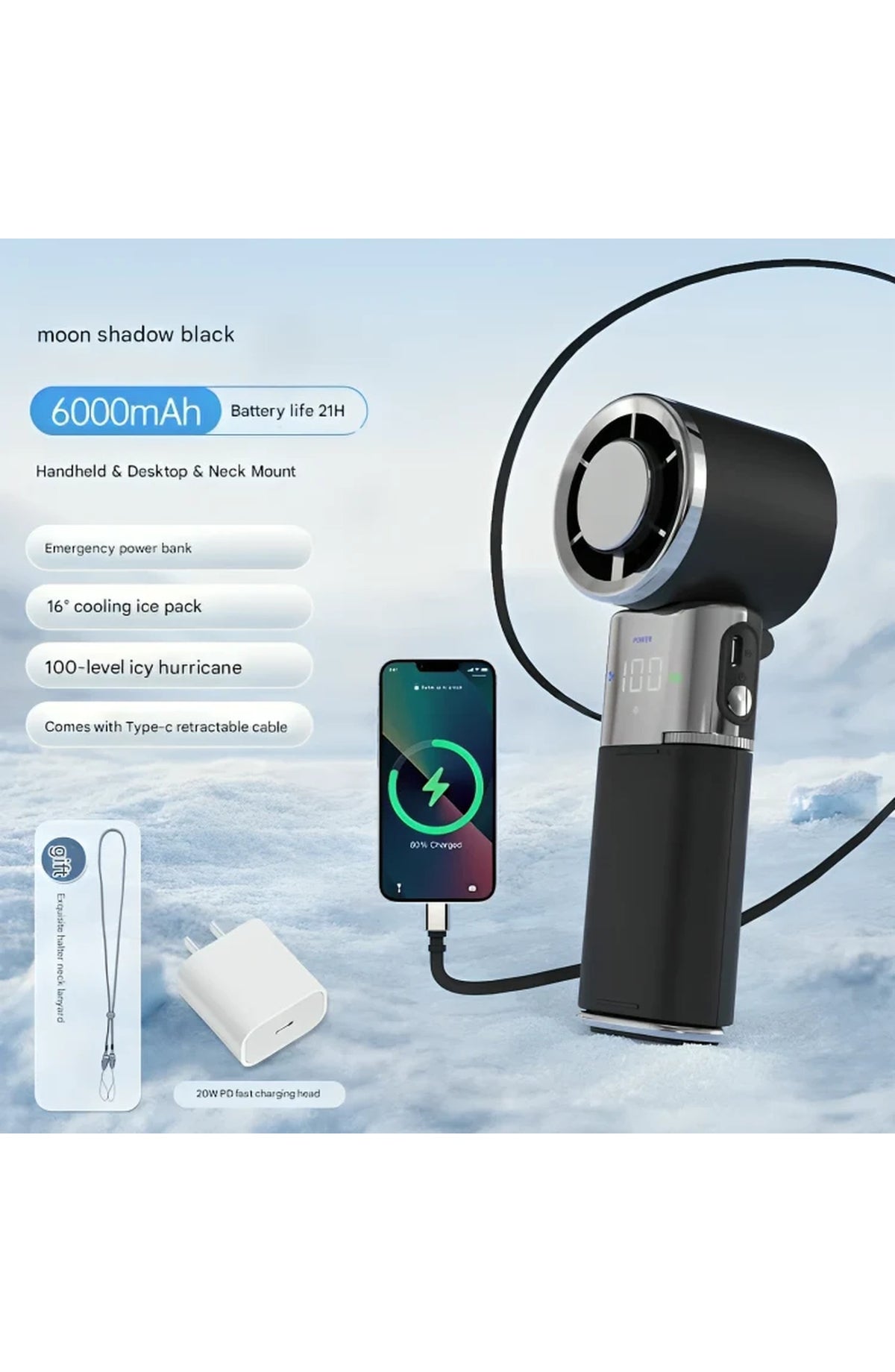 USB Rechargeable Power Bank Fan - view 4