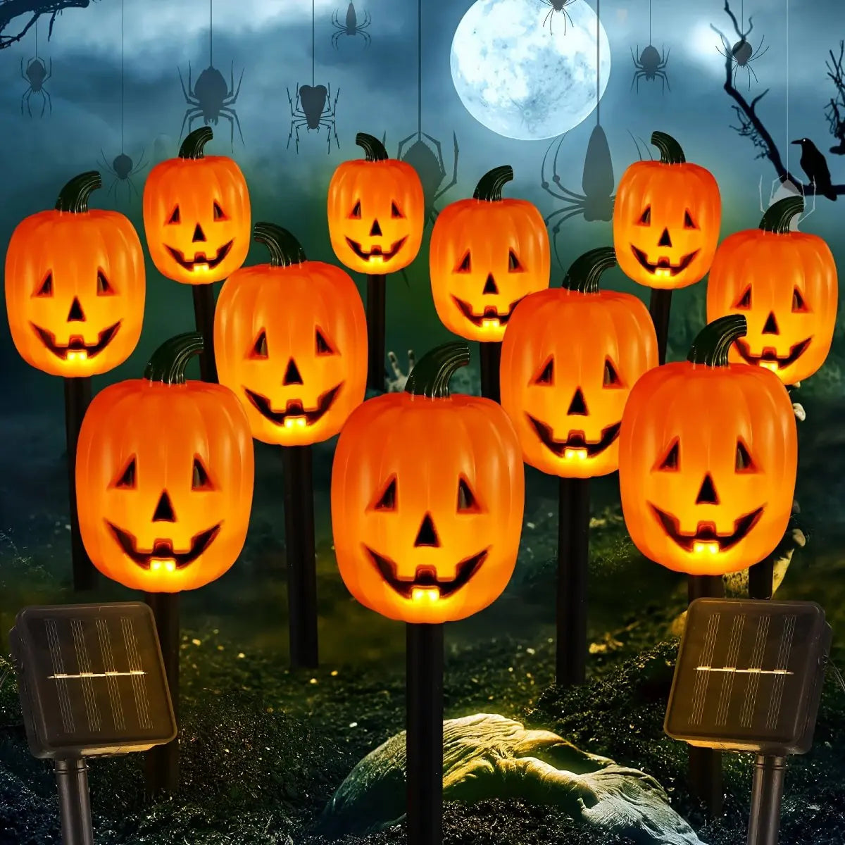 Solar Halloween Pumpkin and Ghost Yard Lights