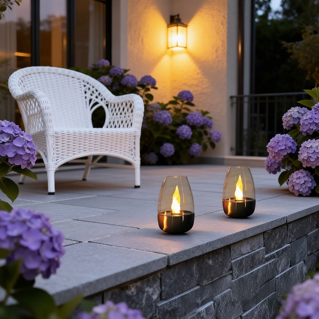 Solar LED Stainless Steel Candle | Simulated Flame, IP44 Rated