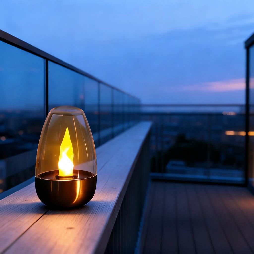 Solar LED Stainless Steel Candle | Simulated Flame, IP44 Rated