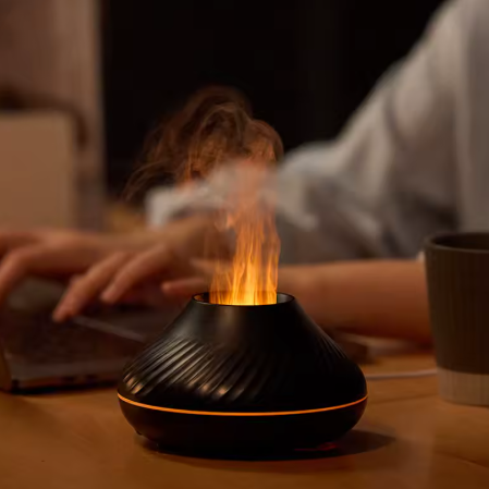 Volcano Aroma Diffuser 130ml - Flame Effect Night Light