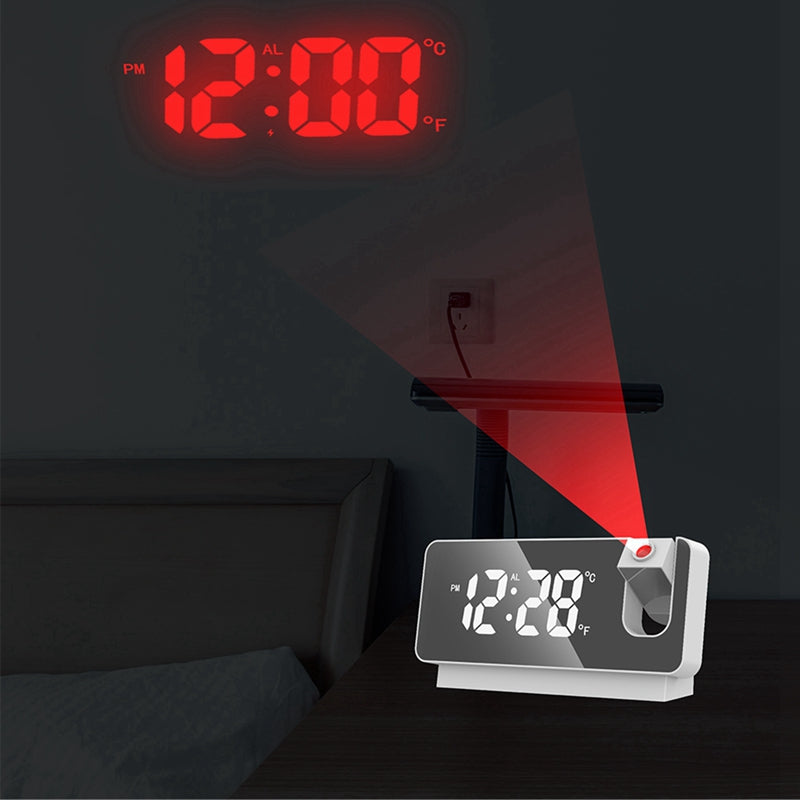 LED Projection Alarm Clock - Rotatable Ceiling Display