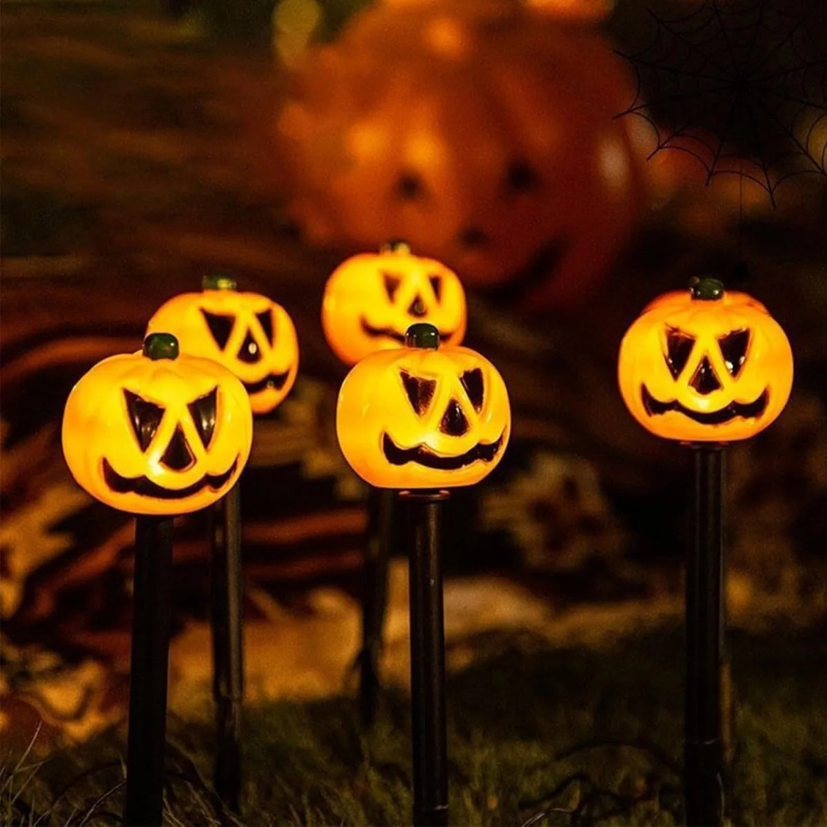 Solar Pumpkin Decor & Ghost Stakes - 8 Lighting Modes