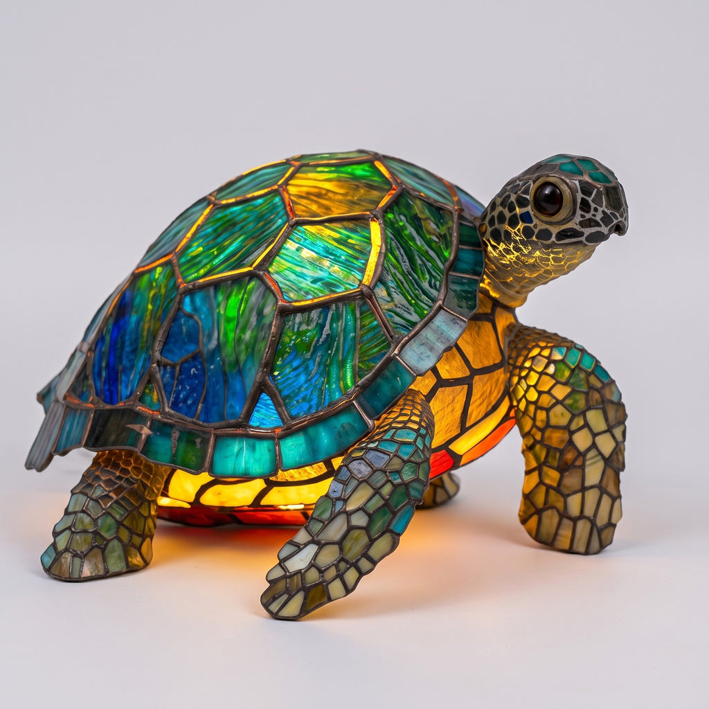 Stained Glass Style Animal Table Lamp - Resin LED Accent Light
