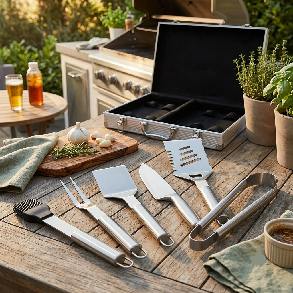 BBQ Tool Set Stainless Steel with Carry Case, Grilling Utensils Kit