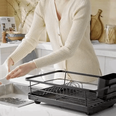 Stainless Steel Dish Rack with Drainboard & Cutlery Holder | Standard or