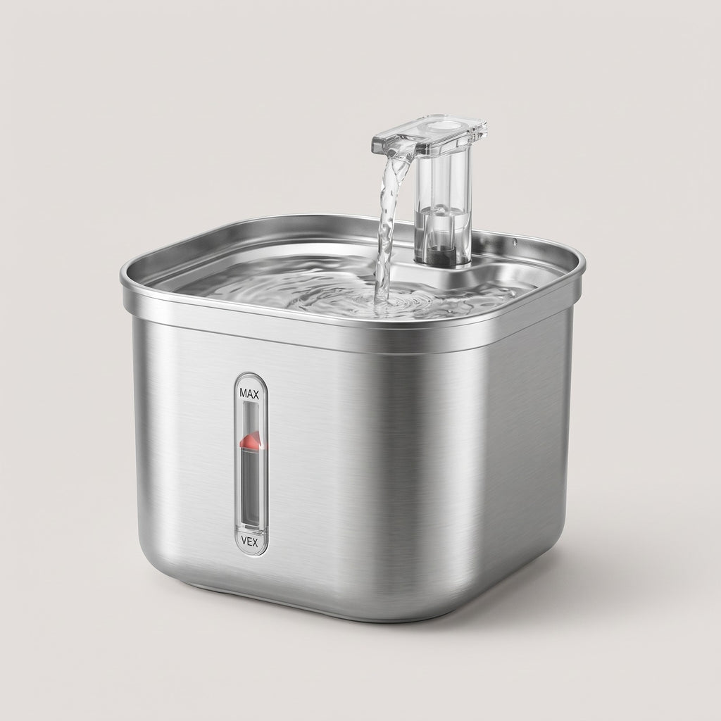 Stainless Steel Pet Water Dispenser - Filtered, Auto Circulation