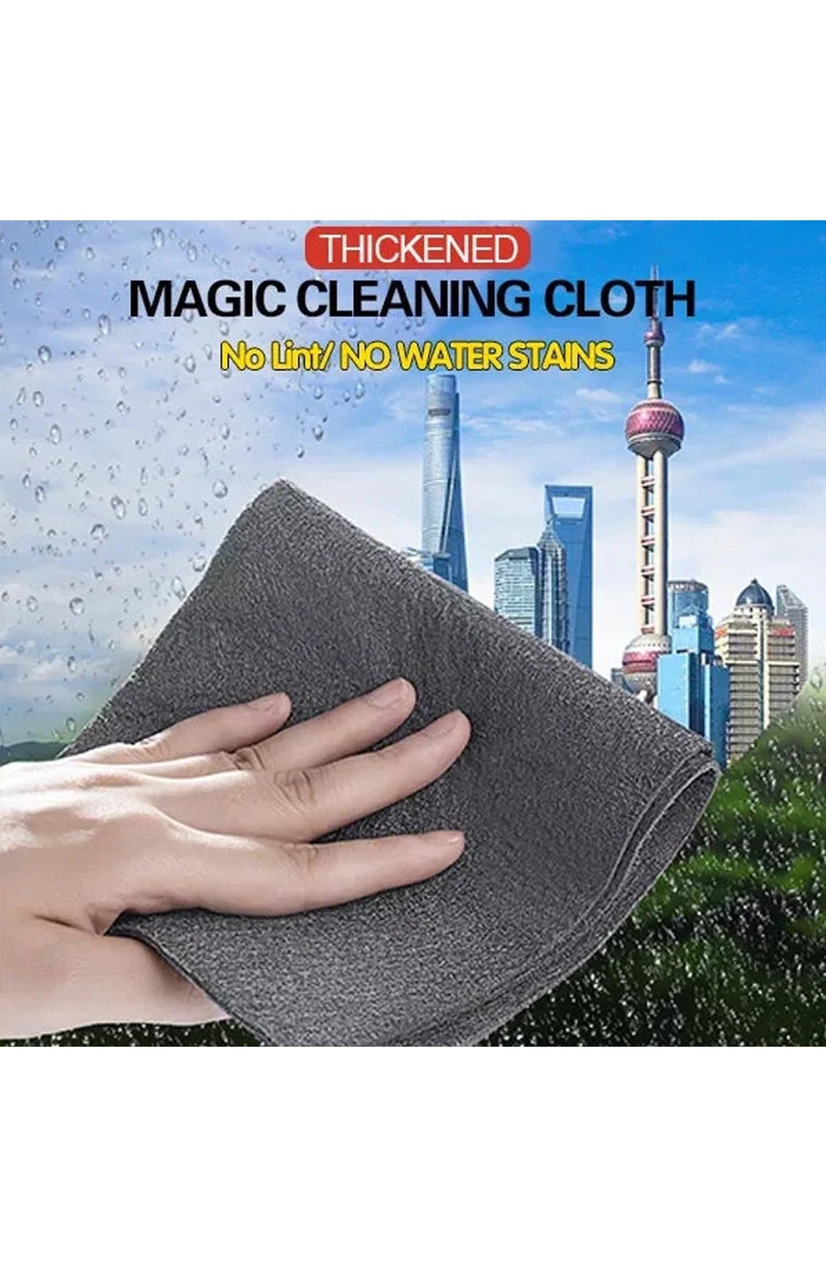 Thickened Microfiber Cleaning Cloth | Streak-Free and Lint-Free Glass Cloth for Windows, Mirrors and Stainless Steel | 4 Sizes