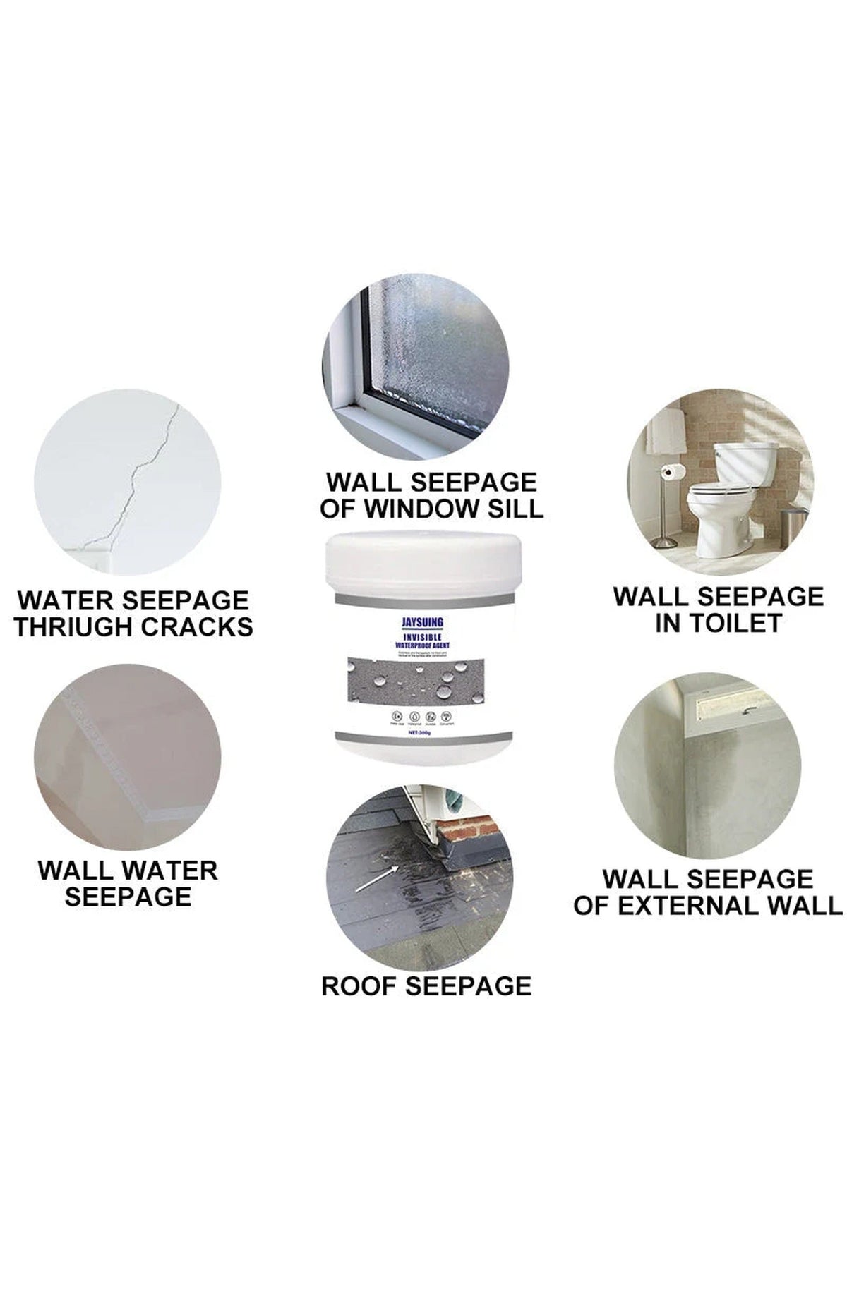 Transparent Waterproof Coating Agent, 300 g | Water-Based Sealant That Dries Clear on Tile, Brick, Concrete, Wood, Metal and PVC