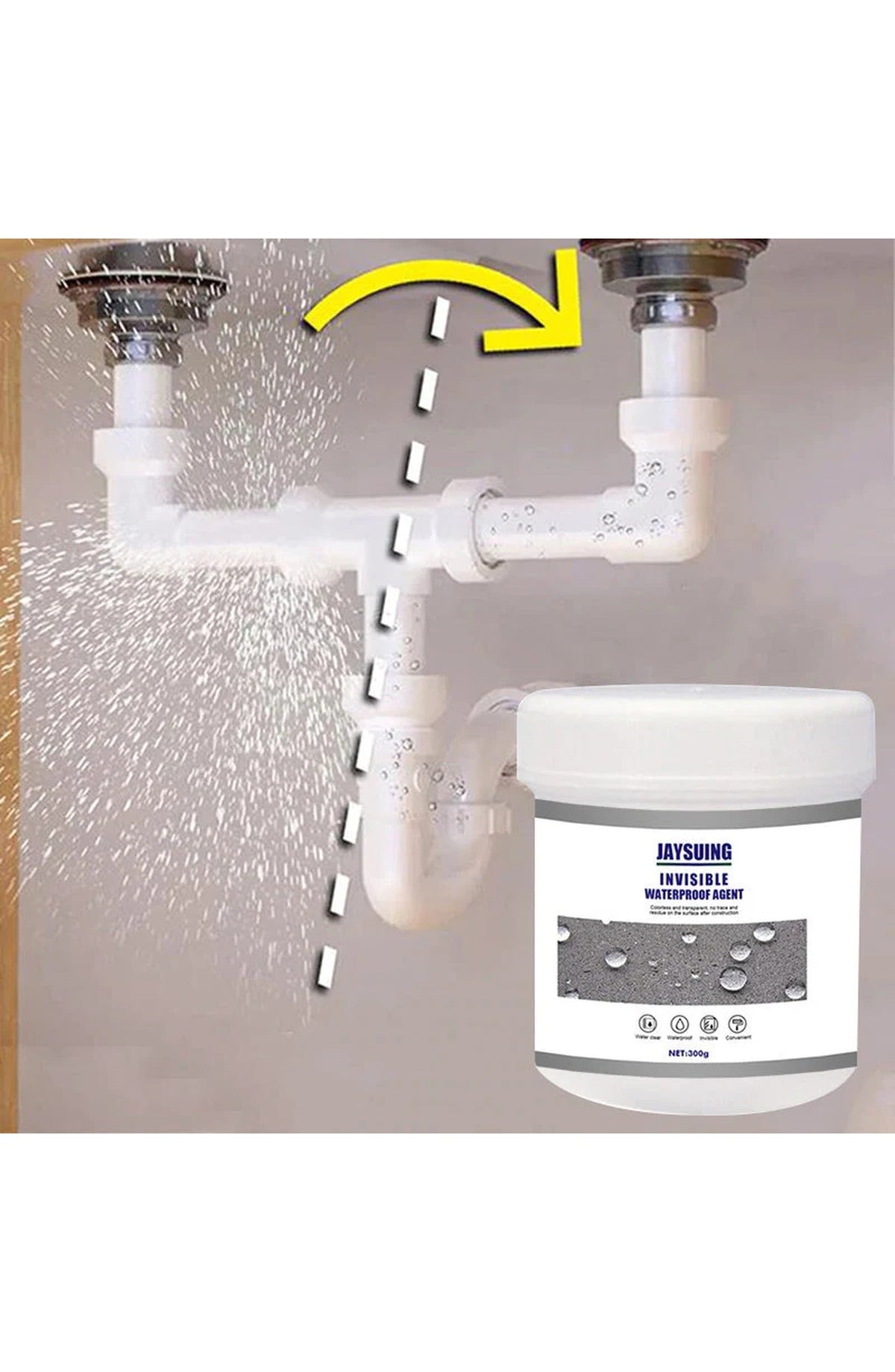 Transparent Waterproof Coating Agent, 300 g | Water-Based Sealant That Dries Clear on Tile, Brick, Concrete, Wood, Metal and PVC