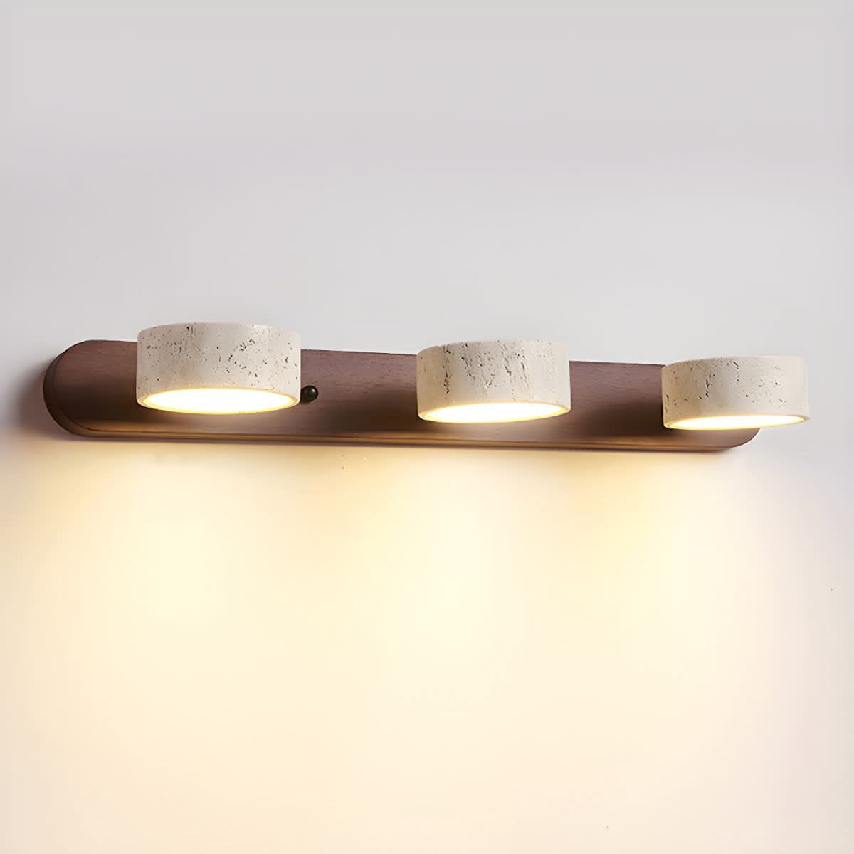 Wall Sconce Travertine and Wood, LED Wall Light with 2 to 4 Bulbs