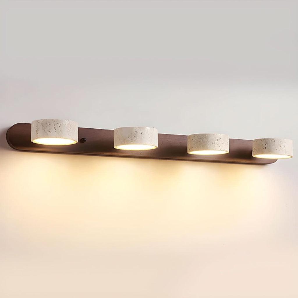 Wall Sconce Travertine and Wood, LED Wall Light with 2 to 4 Bulbs