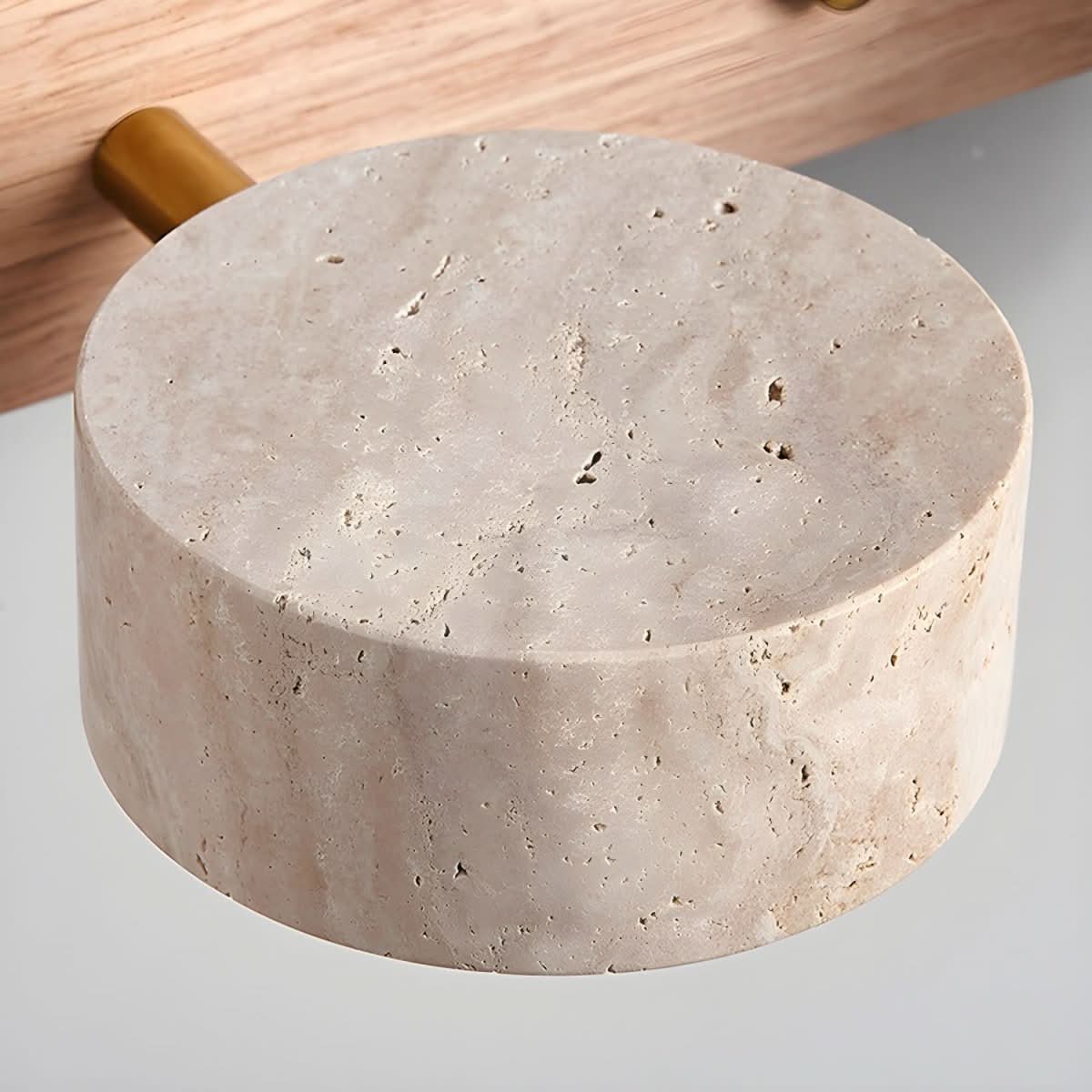 Wall Sconce Travertine and Wood, LED Wall Light with 2 to 4 Bulbs