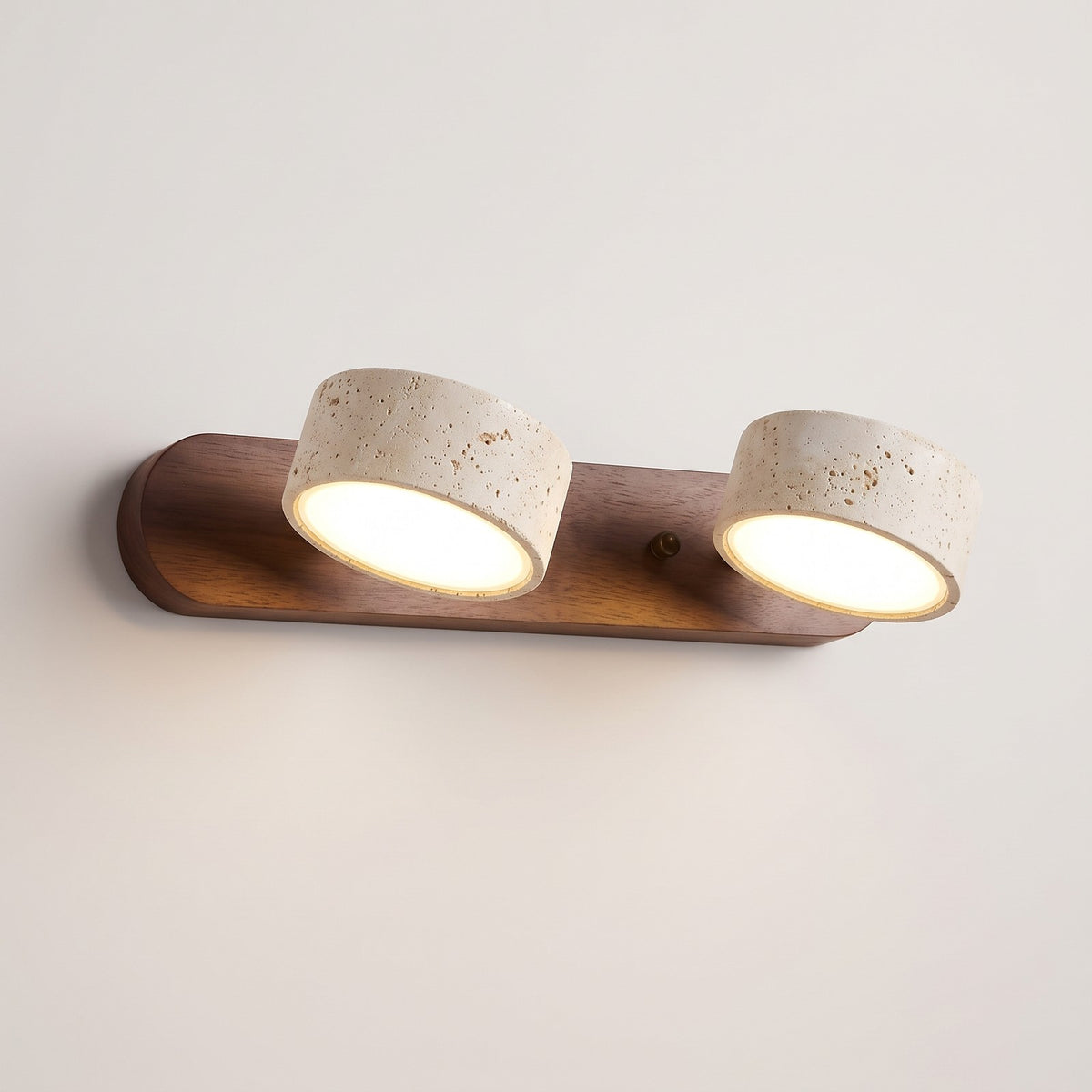 Wall Sconce Travertine and Wood, LED Wall Light with 2 to 4 Bulbs