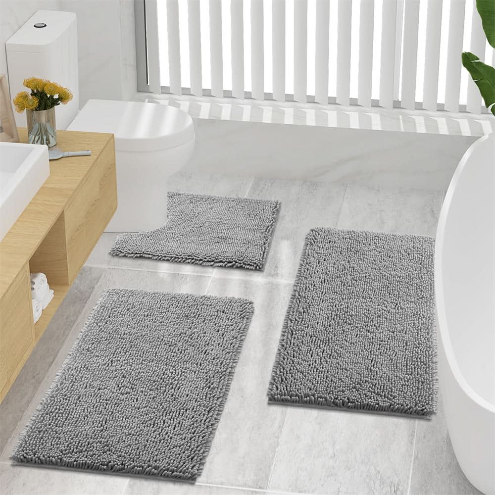 Ultra-Soft Chenille Bath Rug with Non-Slip Honeycomb Backing