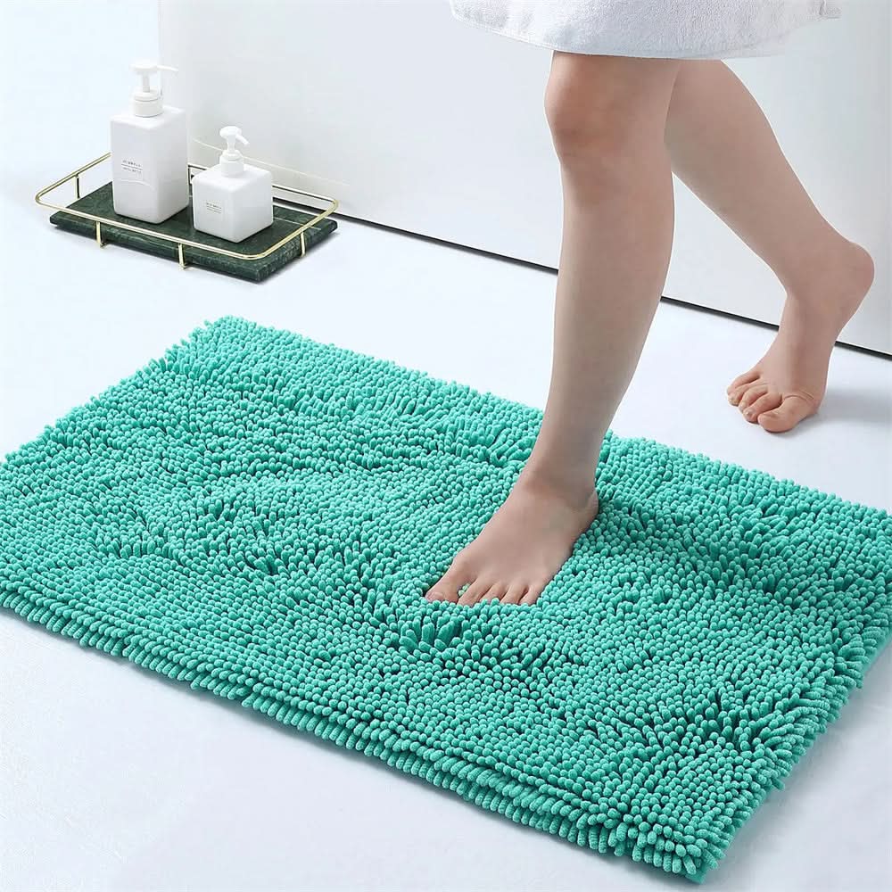 Ultra-Soft Chenille Bath Rug with Non-Slip Honeycomb Backing – Green