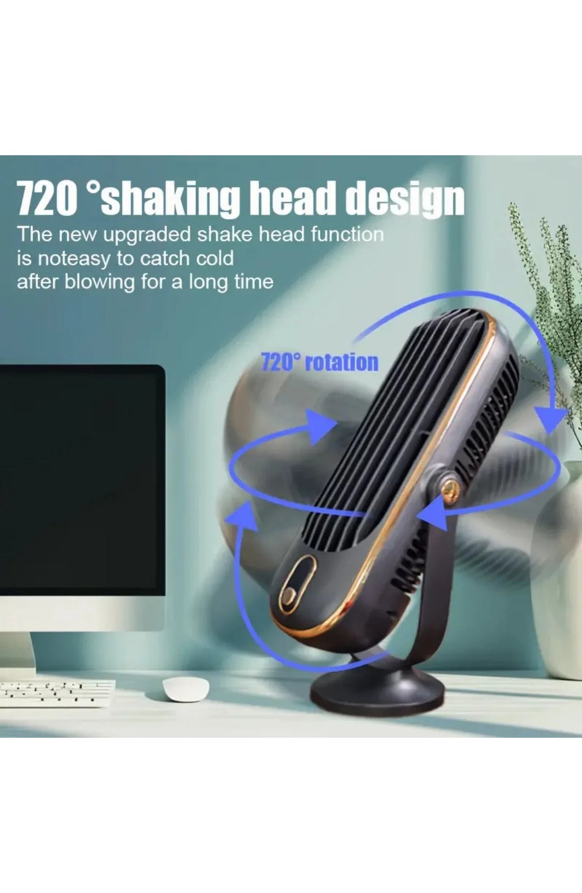 Ultra-Quiet USB Desk Fan, Rechargeable - view 4