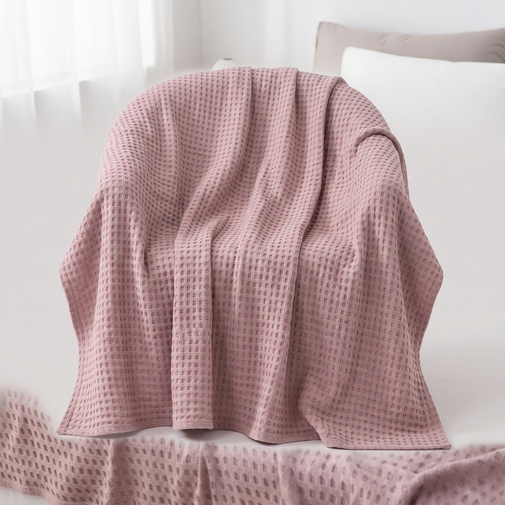 Waffle Weave Throw Blanket, Breathable Throw for Bed and Sofa – 6 Colors