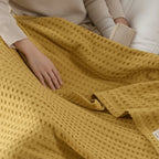 Waffle Weave Throw Blanket, Breathable Throw for Bed and Sofa – 6 Colors – Yellow