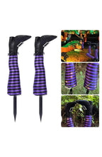Witch Legs Halloween Yard Stake | Striped Stockings and Pointed Shoes in Purple, White, Red, Orange or Green | Weather Resistant