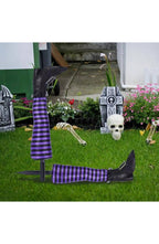 Witch Legs Halloween Yard Stake | Striped Stockings and Pointed Shoes in Purple, White, Red, Orange or Green | Weather Resistant