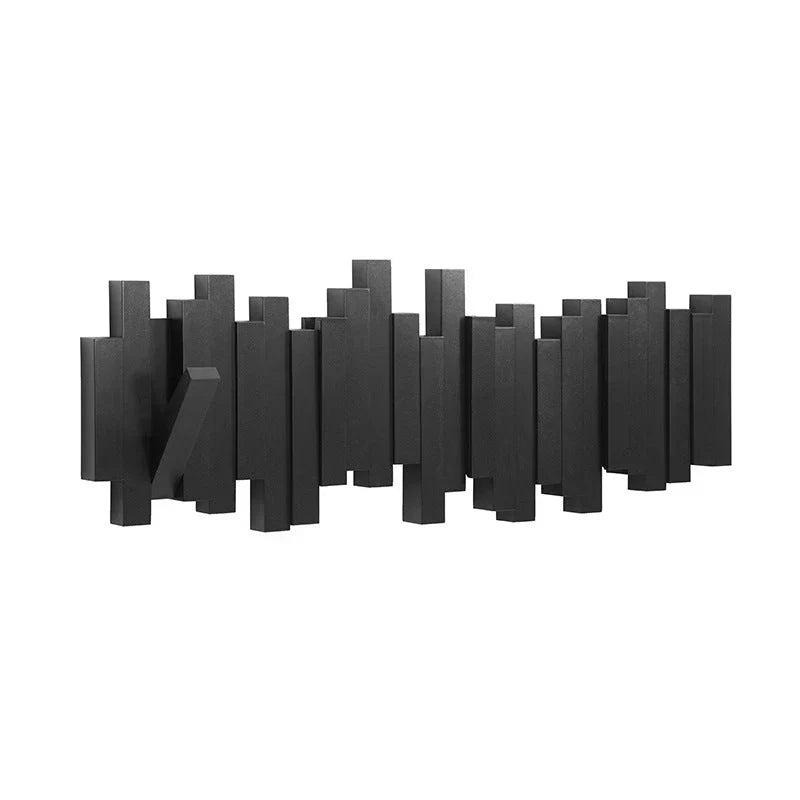 Wall Coat Rack Wooden, Skyline Hooks that Fold Flat – 3 to 8 Hooks