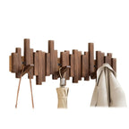 Wall Coat Rack Wooden, Skyline Hooks that Fold Flat – 3 to 8 Hooks