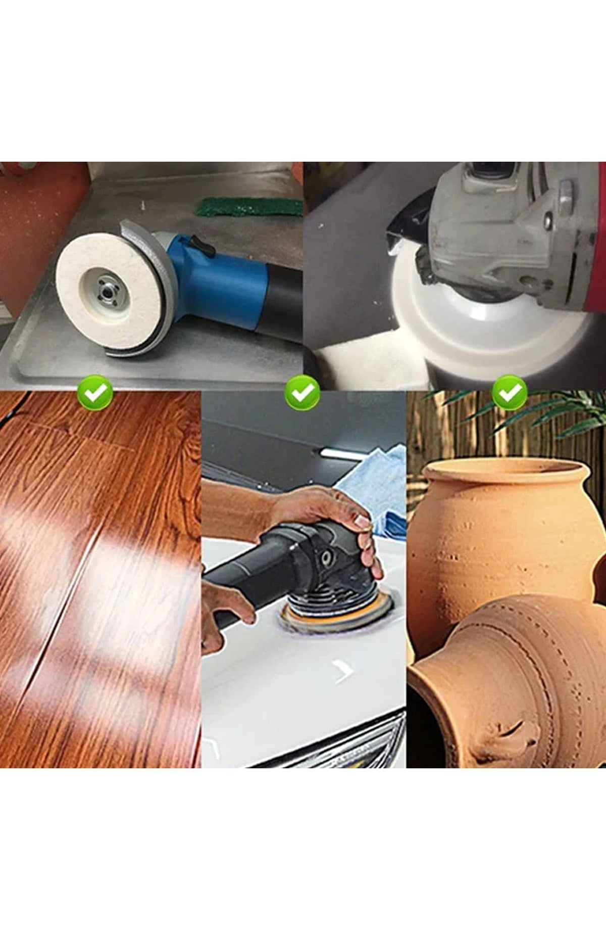 Wool Polishing Wheel Discs for 100 mm (4 In) Angle Grinders | Soft Buffing Pads for Polishing Metal, Stone, Wood and Car Wax